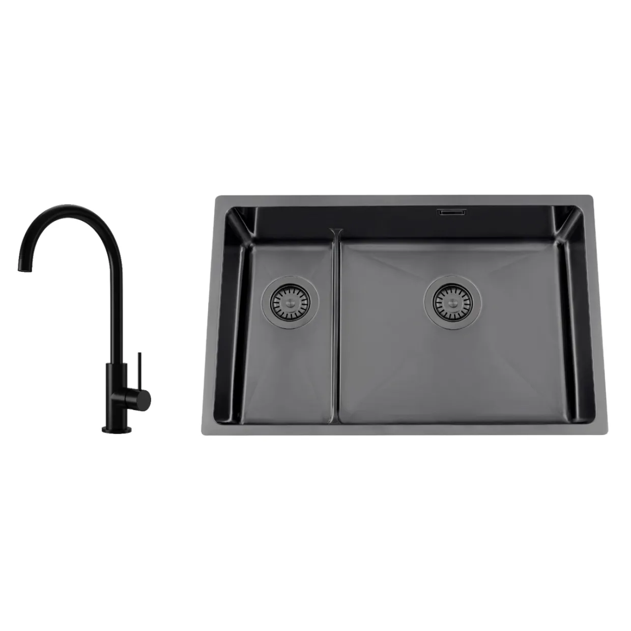 Titan 73 KHX Nickel med Köksblandare Steel Equip Shadow