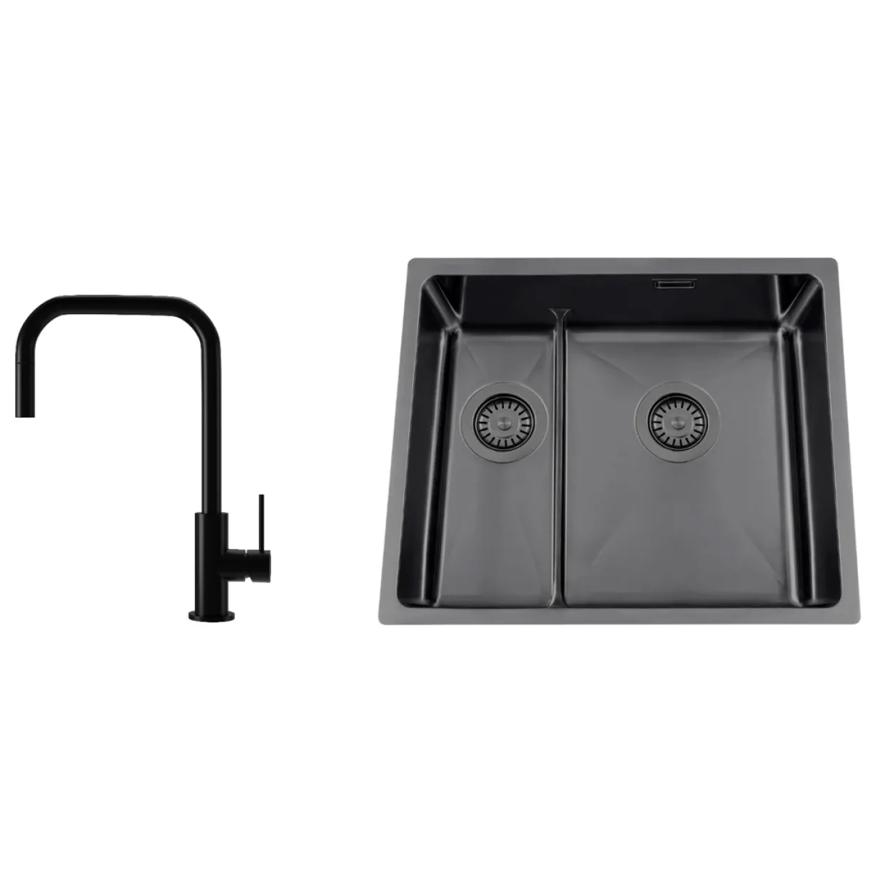 Titan 53 KHX Nickel med Köksblandare Steel Accent Square Shadow
