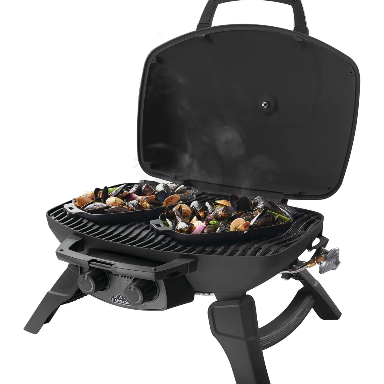 TQ285-1 Bärbar Grill i Rostfritt Stål & Gjutjärnsgaller