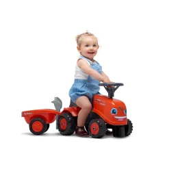 Traktor med trailer, kratta och skyffel Baby Kubota