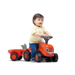 Traktor med trailer, kratta och skyffel Baby Kubota