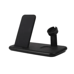 Tripple Qi Laddare Usb-C Anslutning 20W Totalt Svart Mobil/Watch/Airpods