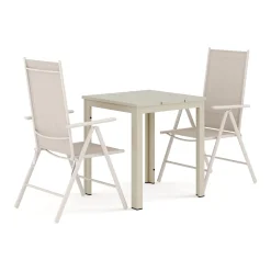 Tunis utomhus caféset 70x70 cm med 2 Maggie positionsstolar