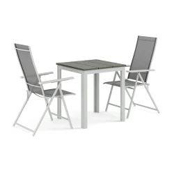 Tunis utomhus caféset 70x70 cm med 2 Sanna positionsstolar