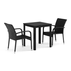 Tunis utomhus caféset 70x70 cm med 2 Thor Light Trädgårdsfåtölj
