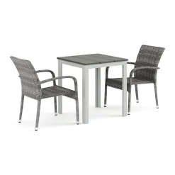 Tunis utomhus caféset 70x70 cm med 2 Thor Light Trädgårdsfåtölj