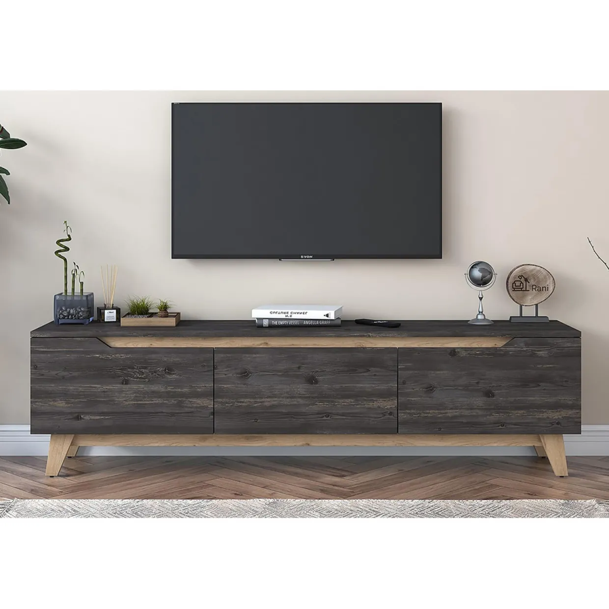 Virkesbo Svart/Brun TV-bänk 180cm