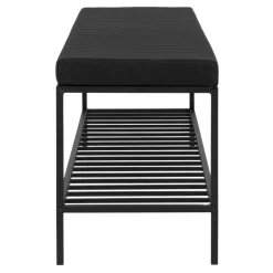 Vita Svart Rektangulär Bänk med Hylla 100cm