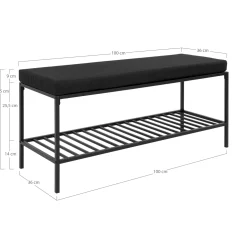 Vita Svart Rektangulär Bänk med Hylla 100cm