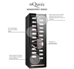 WineExpert 126 Fullglass SW-126B Svart med 2 Zoner och Plats för 126 Flaskor