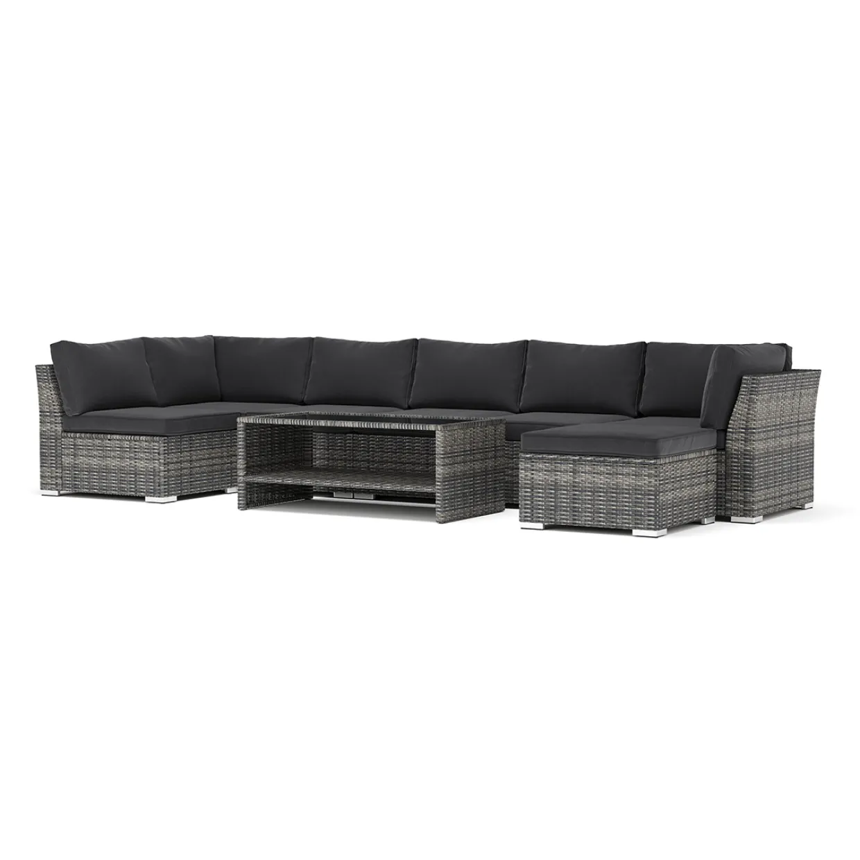 Wisconsin utomhus U-soffa 7-sits med vändbar divan