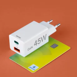1x USB-C 1x USB-A GaN 45W Vit